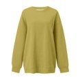 thumbnail image 1 of Womens Sweatshirts Oversized Fall Basic Solid Color Sweatshirt Crewneck Long Sleeve Casual Top Drop Shoulder Design Chandail Sport Femme Yellow L, 1 of 3