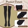thumbnail image 2 of Loritta 4 Pairs Women Thigh High Socks Cotton Long Over the Knee Socks Size 6-9, 2 of 8