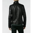 thumbnail image 4 of Noora Men&rsquo;s Lambskin Leather Jacket Black | Classic Motorcycle Biker Fitted Leather Jacket with Band Collar, 4 of 10