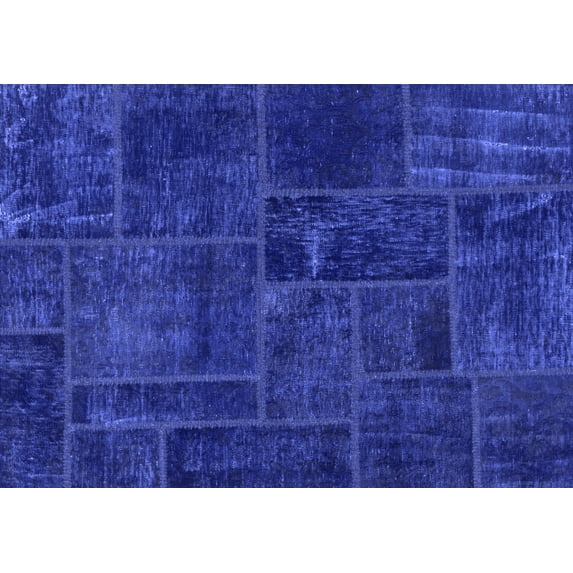 Ahgly Company Machine Washable Indoor Rectangle Patchwork Blue Transitional Area Rugs, 5' x 7'