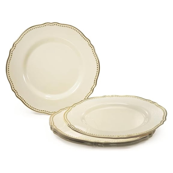 " OCCASIONS " 40 Plates Pack, Heavyweight Disposable Wedding Party Plastic Plates (10.25'' Dinner Plate, Rochelle & )