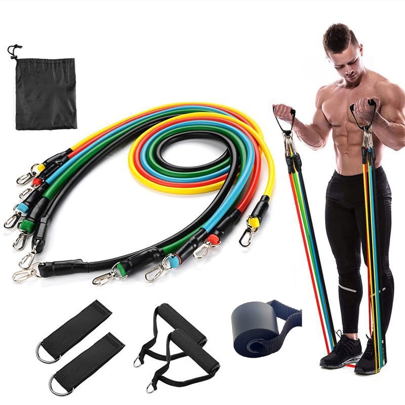 11pcs/Set Pull Rope, Resistance Bands, Portable Fitness Equipment, Ankle Strap, Chest Expander, Elastic Exercise Band Bold Sport