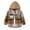 75#Brown, variant on Hooded Long Sleeved Brushed Plaid Shirt Jacket