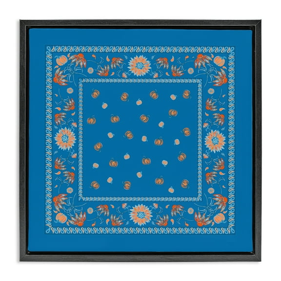 Stupell Industries Blue Sky Harvest Pattern Plants & Flowers Painting Black Floater Framed Canvas Art Print Wall Art, 18 x 18