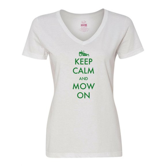 Inktastic Keep Calm and Mow on Zero Turn Women's V-Neck T-Shirt