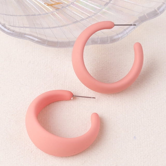 Nvzi Pendientes de aro grandes con forma de C de acrílico, geométricos, cuadrados, retro, sencillos, de color caramelo, con forma de C, de resina, de colores preciosos, D24
