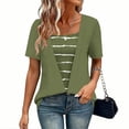 thumbnail image 2 of Agkizg Women's Fake Two-Piece Blouse Crew Neck Short Sleeve Printed Casual Fashion Summer Top, 2 of 5