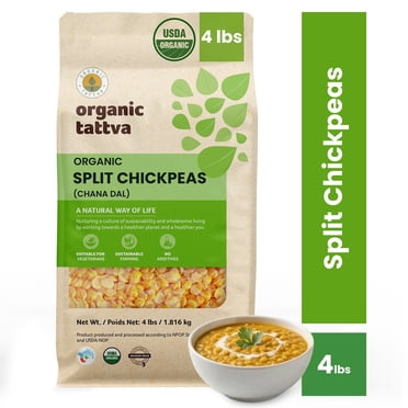 Organic Tattva Garbanzo Beans 4LB, Split Chickpeas, Chana Dal, Vegan, Kosher, No Additives, Gluten Free, USDA Certified