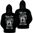 thumbnail image 2 of Lotusprinthandmade Personalized Skull Couple From Our First Kiss Black Hoodie 2D S-5XL 50/50 cotton/polyester mix, 2 of 4