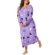 thumbnail image 4 of Pijamas de talla grande para mujer Agnes Orinda, vestido de dormir de manga larga con cuello redondo, bata de noche casual para el Día de San Valentín 1X púrpura claro, 4 of 6