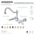 thumbnail image 7 of Kingston Brass KS1247PL Heritage Double-Handle Wall-Mount Bridge Kitchen Faucet, Brushed Brass, 7 of 7