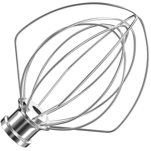 K45WW Fouet en Acier Inoxydable à 6 Fils pour Batteur sur Socle à Tête Inclinable KitchenAid, Bol de 455 Pintes, Fouet de Remplacement en Acier Inoxydable pour Batteur de Cuisine, Compatible Lave-Vaisselle, Batteur à Œufs, Crème Lourde