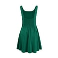 thumbnail image 6 of vigerkar Women's Square Neck Ruffle Hem Mini Dress Ruched Waist Short Party Dresses Dark Green, XXL, 6 of 9