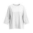 thumbnail image 3 of Hurxie Womens T-Shirt Casual 3/4 Sleeve Boxy Tops Loose Fit Crew Neck Basic Shirts White,XL, 3 of 7