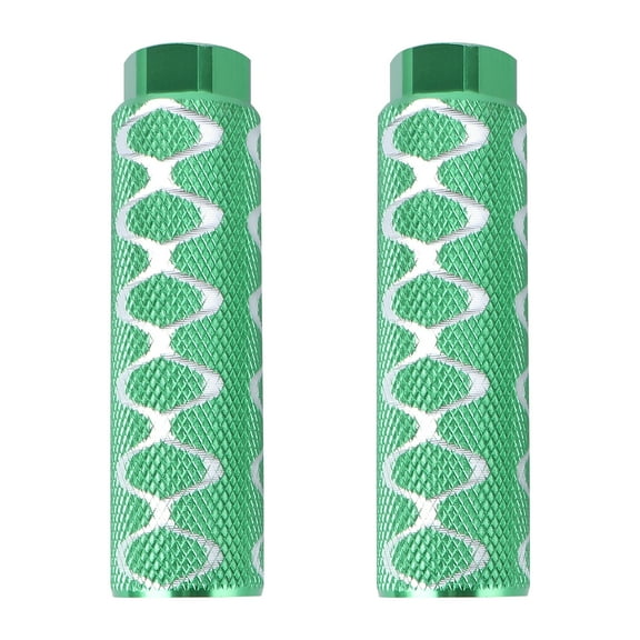 Huaq 1 Pair Aluminum Alloy Bycicle Pedal Bike Sturdy Cylinder Seat Axle Stunt Pegs Mountain Bike Accessory with Big Hole (Green)