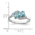 thumbnail image 2 of White Sterling Silver Ring Band Gemstone Swiss Blue Topaz Oval Diamond, 2 of 2