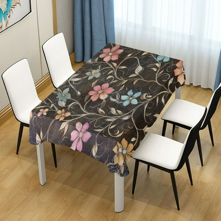 

60x108 Inch Tablecloth Polyester Square Tablecloth for Home Kitchen Dinner Decor Pastel Flowers and Vines Pattern