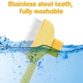 thumbnail image 4 of shuaien Flea Comb for Cats & Dogs Grooming Brush for Shedding and Tangles, Self Cleaning Pet Dematting Comb Lice Comb with Long & Short Stainless Steel Teeth Pet Hair Removal Tool, 4 of 8