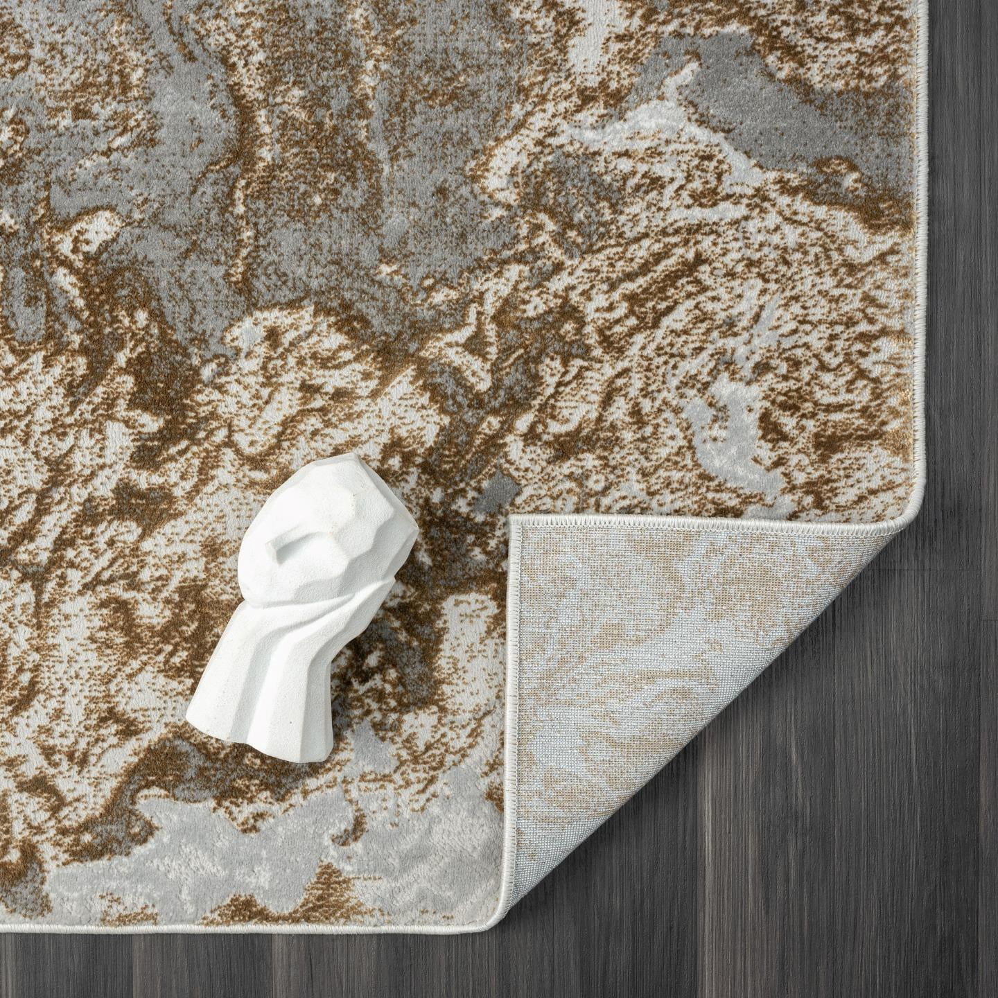 Luxe Weavers Marble Swirl Collection Gray Abstract Runner Rug 2x7