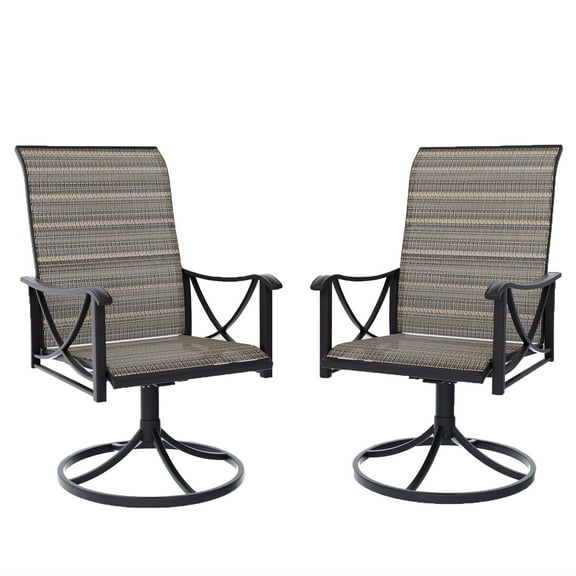 ALAULM Patio Chairs Set of 2, All-Weather Outdoor Swivel Rocker Chair w/Breathable Textilene Fabric, Outdoor Dining Chairs for Deck, Porch, and Garden(Brown)