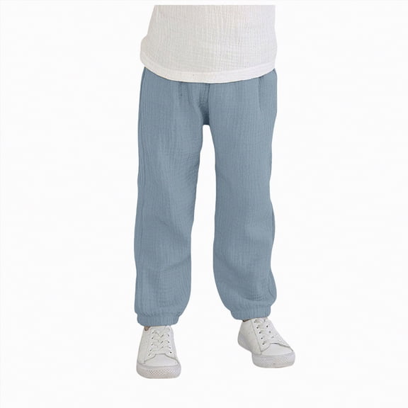 Kogui Boys Joggers Toddler Baby Boy Girl Bubble Pants Kids Casual Plaid Elastic Waist Long Bloomers Trousers Bottoms 18 24 Months (Light Blue,18-24 Months)