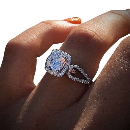 Lucky Square Ring - AkoaDa Luxury Silver color rings Fashion Square Ring for women Zircon Rings Wholesale Jewelry