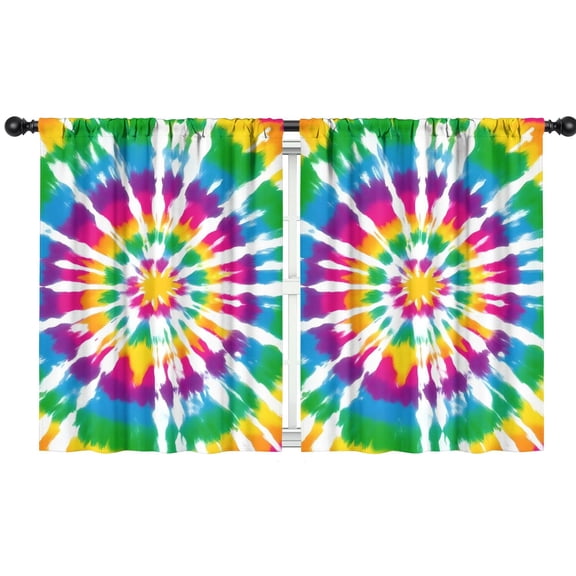 Blackout Kids Curtains,Rainbow Tie Dye Mandala Pattern Childrens Insulated Curtains Set Of 2,Bedroom Essentials,Toddler Room Decor 42"x54"