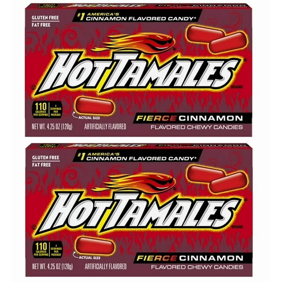 Hot Tamales Fierce Cinnamon Chewy Candy, 4.25 Ounce Theater Box,pack of 2.