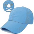 thumbnail image 1 of Womens Criss Cross Ponytail Baseball Cap Adjustable High Messy Bun Ponycap Quick Drying Hat-DF, 1 of 5