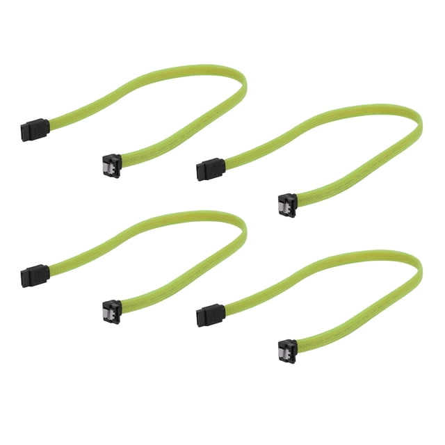 4 Piezas 50cm Sata 3.0 Iii Sata3 Cable de Datos de 7 Cables Ssd 6Gb/S de ÁNgulo Recto Cable de Datos de Disco Duro Hdd con de Nylon (Verde)