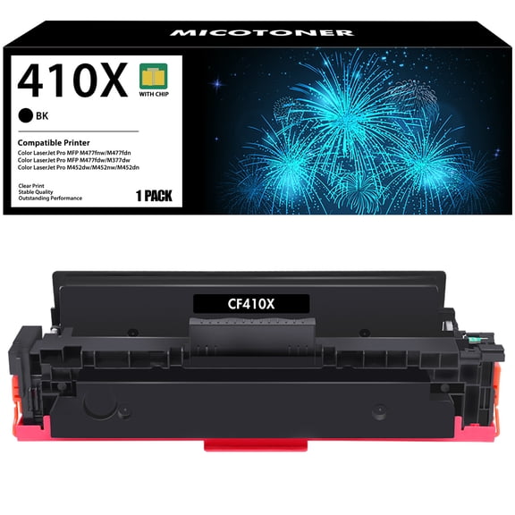 CF410X Compatible 410X Toner Cartridge Replacement for HP 410X 410A CF410X CF411X CF412X CF413X to use with Color Laserjet Pro MFP M477fdw M477fdn M477fnw Pro M452dn M452nw M452dw Toner Ink (1 Pack)