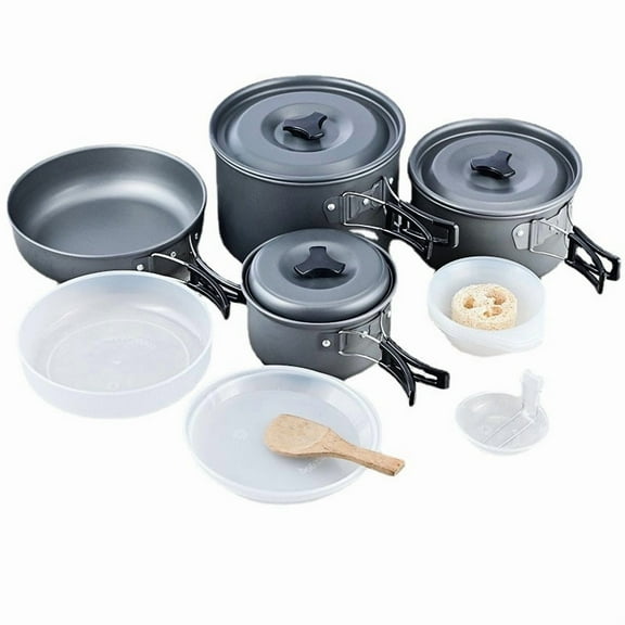 Camping Cookware Kits, Outdoor Camping Hiking and Picnic Kitchen Accessories Pots and Pans Stove ,Cups Camping Cooking Set