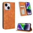 thumbnail image 1 of SaniMore iPhone 14 6.1" 2022 Case, Magnetic Folio PU Leather Cover with Card Slots Cash Pocket Stand Feature Full-body Protctive Shockproof Anti-fall Business Wallet Retro Shell For iPhone 14, Brown, 1 of 7