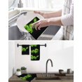 thumbnail image 5 of Dragon Flames Kitchen Dish Towels for Drying Dishes Set of 3, Green Dragons Abstract Modern Art Waffle Weave Microfiber Hand Tea Bathroom Towels Quick Dry & Absorbent Towel 12x12, 5 of 7