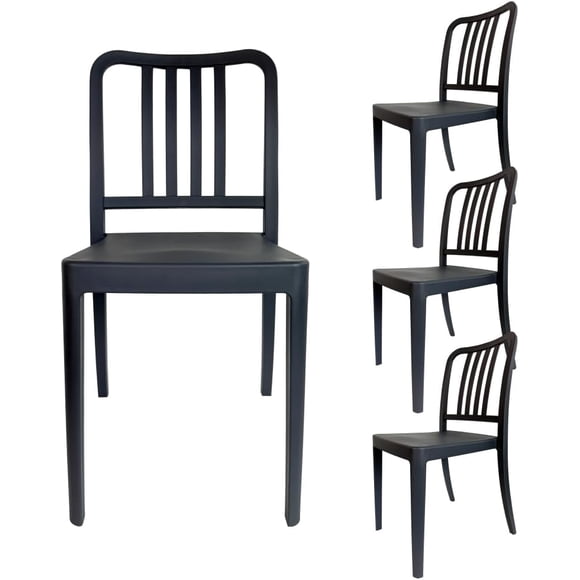 Fohfurniture FOH Set de 4 Sillas para Jardín y Terraza, Sillas Apilables para Exterior e Interior con Marco de Aluminio, Soporta 220 kg, Sin Montaje