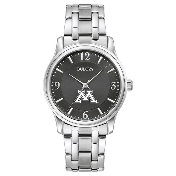 Men's Bulova Black Minnesota Golden Gophers Stainless Steel Corporate Collection Watch