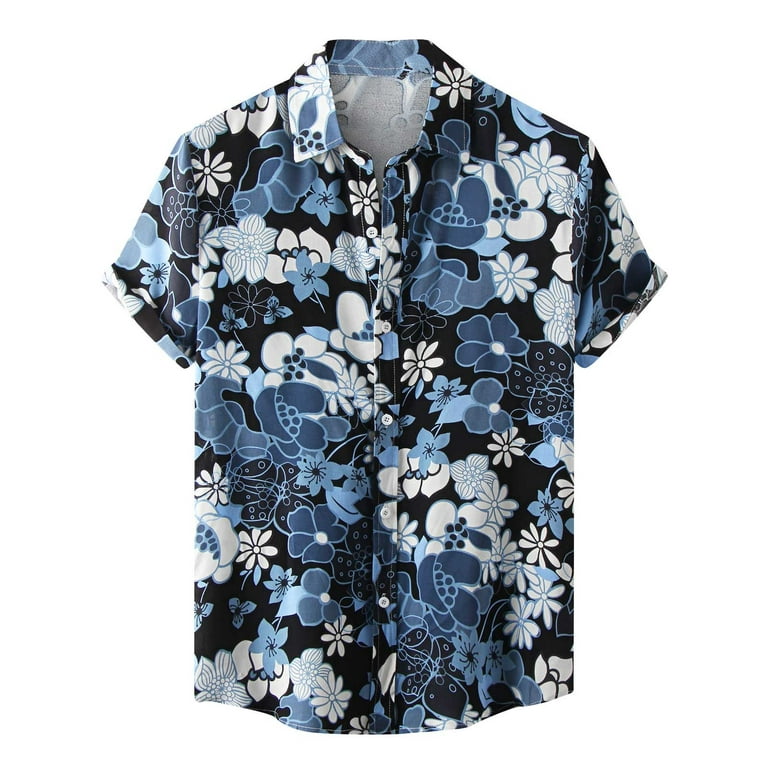 VSSSJ Mens Tropical Style Printed Shirts Loose Fit Summer Short