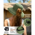 thumbnail image 3 of Sombreros de sol para mujer, gorro de jardinería, ala ancha, cola de caballo, playa, protección solar, algodón transpirable, verano, con ala plegable, verde, 3 of 7