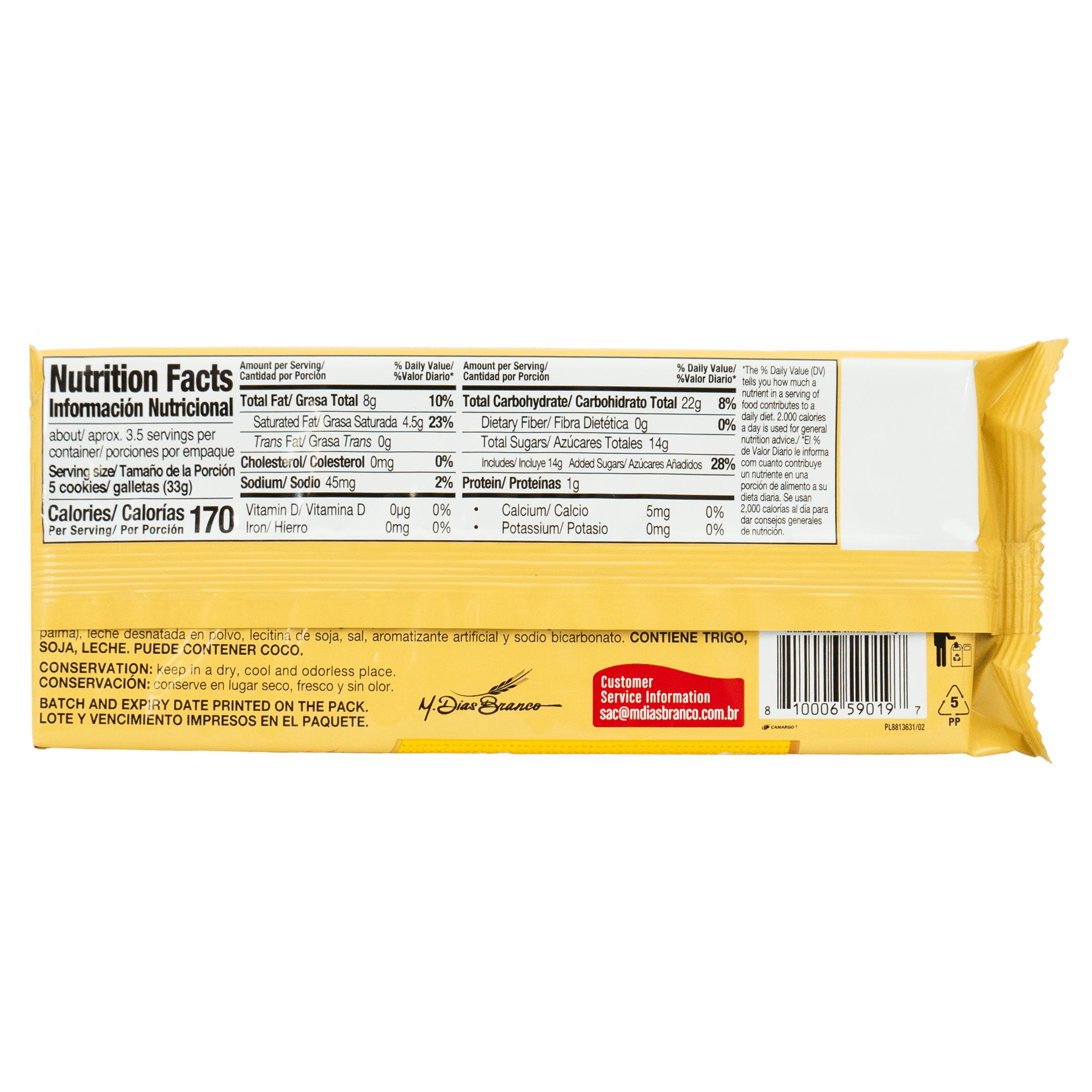 Vitarella, Baked Vanilla Wafer Cookie, Shelf Stable, 5oz, Plastic Bag