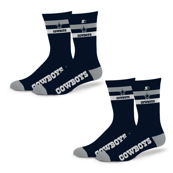 Unisex Starter Dallas Cowboys Team Color 2-Stripe 2-Pack Crew Socks Set