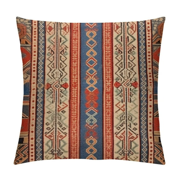Heduofu Throw Pillow Covers Red and Blue - Inches Decorative Lumbar Pillows, Retro Room Decor for Couch, Bohemian Outdoor Case for Window Seat, Ethnic Shams, , Patio, Porch White