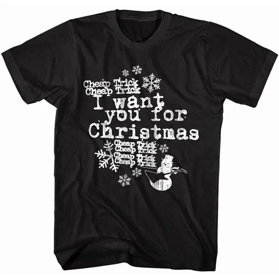 RARE CHEAP TRICK Band Shirt I Want You For Christmas Rock Graphic Tees