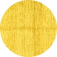 thumbnail image 1 of Ahgly Company Machine Washable Indoor Round Solid Yellow Modern Area Rugs, 4' Round, 1 of 1