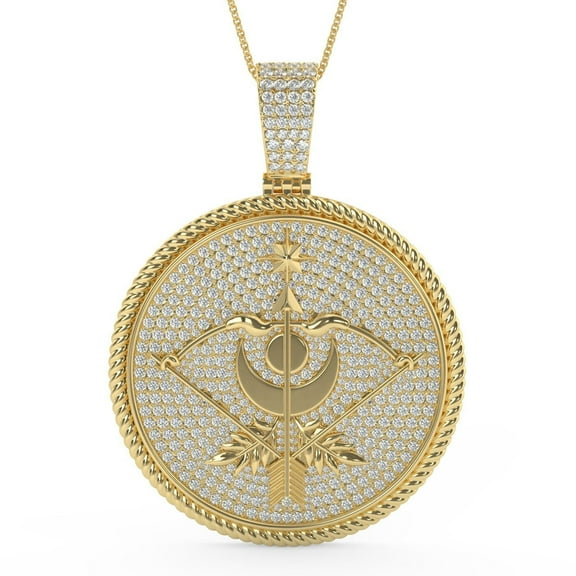 Real Genuine 3.00 Cwt Moissanite Diamond Zodiac Astrology Birth Star Sign Lucky Sagittarius Archer Horoscope 14K Gold Finish Pendant Charm