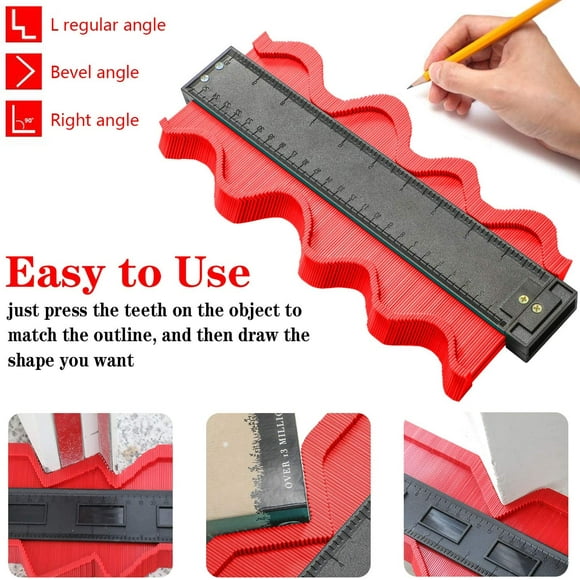 10 Inch Contour Gauge Irregular Profile Gauge Duplicator Tiling Laminate Tiles Edge Shaping Wood Measure Ruler Plastic Woodworking Tools Profile Jig Guide