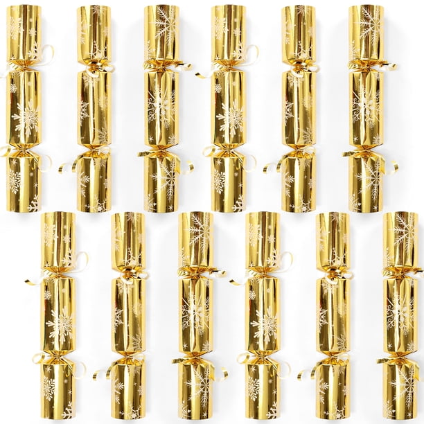Regalo para fiesta de Navidad JOYIN, diseño dorado de copos de nieve, paquete de 12
