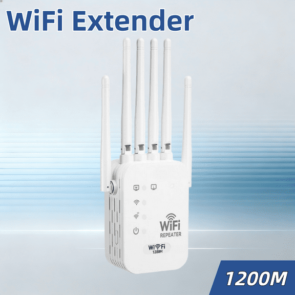 Long Range WiFi Extender 1200M 2026 Upgraded (White)- 6 Directional Antennas Signal Booster, Ethernet Port Amplifier, Supports 40 Devices for Home/Office Large Space