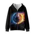 thumbnail image 4 of Xoenoiee Soccer Fire Water Print Fleece Full Zip Hoodies with Pocket for Boys Long Sleeve Sweatshirts Outwear Tunic Athletic Sweater Pullover Full Zip Coat with Hood for Teenagers, S, 4 of 7