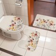 thumbnail image 5 of Watercolor Poppy Bathroom Rugs Set Spring Flowers Non Slip Absorbent Soft Bath Mats 3 Piece Set with Bathroom Rug, U-Shaped Floor Mat, Toilet Seat Cover Large Size, 5 of 9