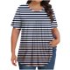 thumbnail image 1 of Tamaño Más Manga Corta Tops para las Mujeres Impreso Manga Corta Sólida Redonda Cuello Plegado Blusa, Poliéster Más Tamaño Superior, Lavado a Mano, 1 of 6